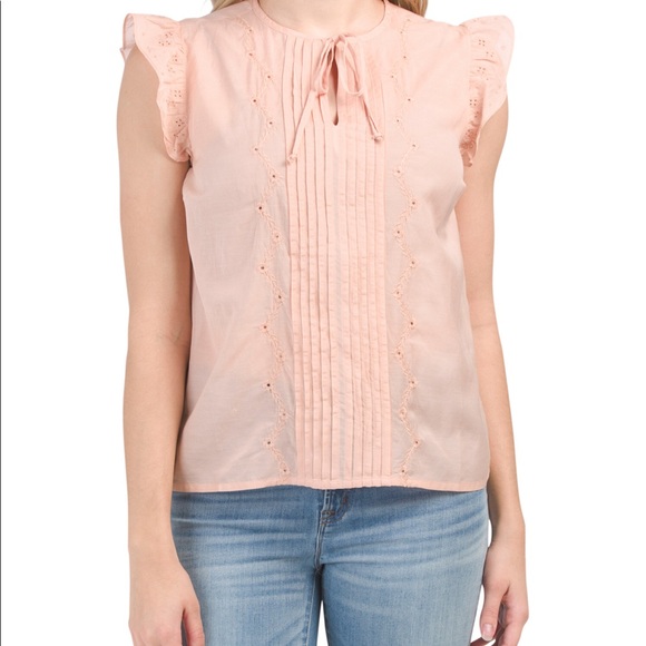 Lucky brand flutter ruffle eyelet top new medium - Picture 6 of 16